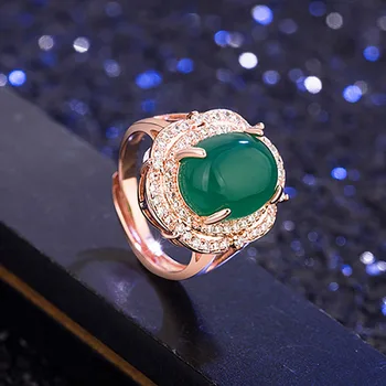 JoiasHome 925 Sterlingas Sidabro Žiedas Retro Etninės Smaragdas su Rožių Aukso Žiedų Formos Žiedo Vakarienė Papuošalai Dovana Atidaryti Reguliuoti Dydį