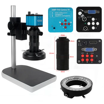 1080P HDMI VGA Skaitmeninis Mikroskopas Elektroninių Litavimo 130X 38MP Mikroskopo vaizdo Kamera USB LED Šviesos Žiedas profesinės Repai