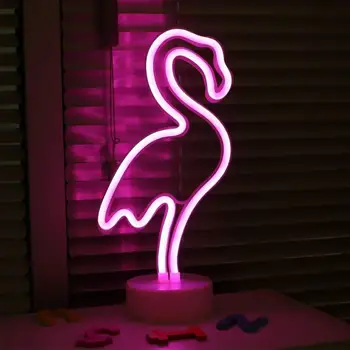 Neoninės Šviesos Ženklas LED Nakties Šviesos Flamingo Vienaragis Angelas Lempos Baterija, Miegamojo Lentelė Namų Vestuvių papuošalai Kalėdų