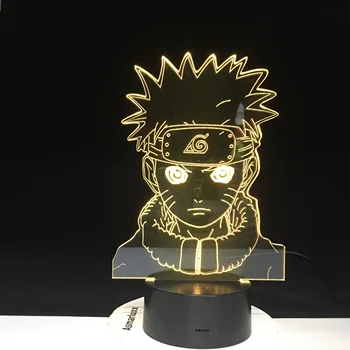 Uzumaki Naruto 3D LED Lempos, Spalvų, šviesų Vaikų Miegamasis naktinė lempa Kūdikiui Naruto Led Nakties Šviesos Dovana Vaikams 4280