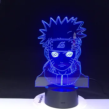 Uzumaki Naruto 3D LED Lempos, Spalvų, šviesų Vaikų Miegamasis naktinė lempa Kūdikiui Naruto Led Nakties Šviesos Dovana Vaikams 4280