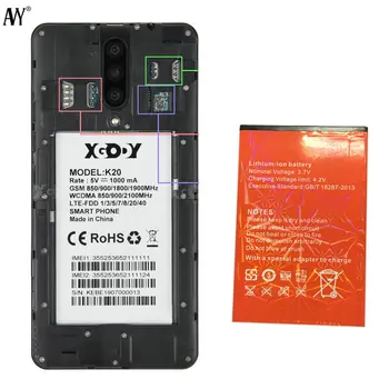 AVY Baterija XGODY K20 Mobiliojo telefono Li-ion daugkartinio Įkrovimo Baterijos Bateria 2000mAh su Sekimo Numerį