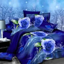 Karšto Pardavimo Drugelis Blue Rose Romantiška 3D Patalynės Komplektai Antklode Padengti Drobulė Užvalkalas 4pcs Karalius Gražus Minkštas Bedclothes50