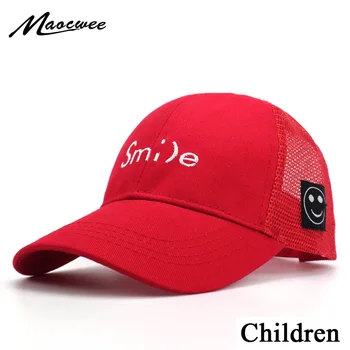 Vaikų Šypsena laišką siuvinėjimo Beisbolo kepuraitę Akių Skrybėlę, Berniukai, Mergaites, Vaikai Snapback Vasaros turizmo skėtį nuo saulės Sun skrybėlę Hip-Hop Kepurės