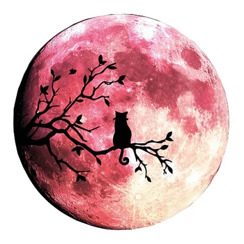 Švyti Tamsoje Sienos arba Lubų Mėnulis Lipdukas-Šviesos Lipdukas Lipdukas, skirtas Imituoti Planetos Poveikį, Naktį-Juoda Medis Katė