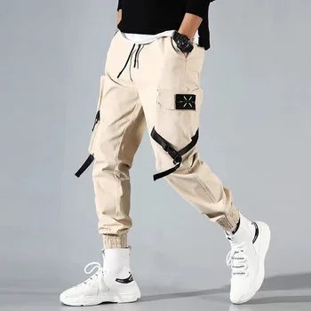 Men ' s Multi Kišenės Krovinių Haremo Kelnės Hip-Hop Atsitiktinis Vyras Track Kelnės Poilsiu Kelnės Mados Harajuku Hipster Streetwear Kelnės