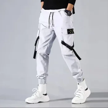 Men ' s Multi Kišenės Krovinių Haremo Kelnės Hip-Hop Atsitiktinis Vyras Track Kelnės Poilsiu Kelnės Mados Harajuku Hipster Streetwear Kelnės
