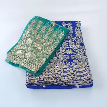 5+2 Metrų Royal Blue Blizgučiais George Audinio Su Siuvinėjimo Net Tinklelio Nėriniai Indijos, Nigerijos Vestuvių Suknelė Aukščiausios Kokybės George Nėriniai
