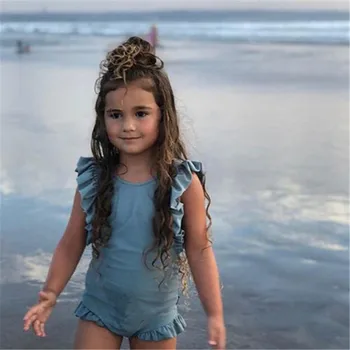 2020 metų Vasaros Atostogų Bamblys Vaikams Baby Girl maudymosi Kostiumėliai, Raukiniai vientisi maudymosi kostiumėlį Paplūdimio Maudymosi Kostiumą Plaukimo Drabužiai Kostiumas 1-6T