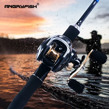Angryfish Baitcasting Ritės Dviguba Stabdžių Sistema, Ritės 7KG Max Drag 10+1 BBs 6.3:1 Didelės Spartos Žvejybos Ritės