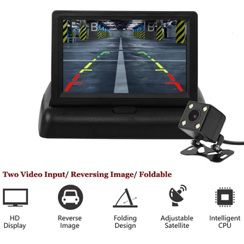 Automobilių Ekranas 4.3 colio, Sulankstomas TFT LCD Ekranas Galinio vaizdo Atbulinės eigos Kamera Veidrodėliai Parkavimo Pagalbos galinio vaizdo Monitoriai NTSC, PAL