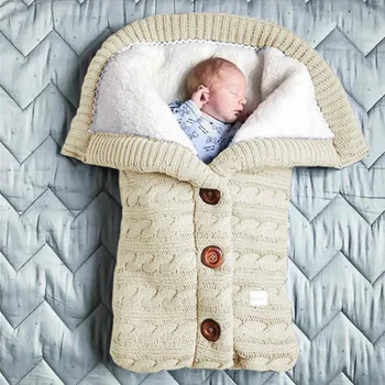 Kūdikių miegmaišis kūdikiui Žiemą Šiltas Sleepsack Kūdikio Vežimėlį, Vilna, mezgimo Paketų Naujagimis