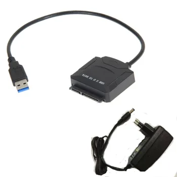 2.5/3.5 Colių Kompiuterio Kietojo Disko Duomenų Kabelis SATA Į USB 3.0 Lengva Ratai Kabelis, Maitinimo Adapteris
