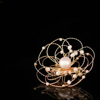 SINZRY originalus rankų darbo, austas natūralių gėlavandenių perlų tuščiaviduriai gėlių sages bižuterijos priedų