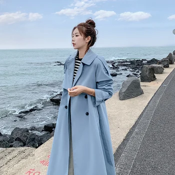 Leiouna Atsitiktinis Palaidų 2020 Mados Naujų Moteris Stiliaus Švarkelis Korėjos Moterys Rudens Drabužiai Kaklaraištis Ponios Kelio Ilgos Tranšėjos Paltai