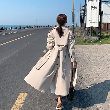 Leiouna Atsitiktinis Palaidų 2020 Mados Naujų Moteris Stiliaus Švarkelis Korėjos Moterys Rudens Drabužiai Kaklaraištis Ponios Kelio Ilgos Tranšėjos Paltai