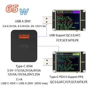 URVNS 65W GaN USB C PD 3.0 QC 3.0 Įkroviklis, Nešiojamas Maitinimo Adapteris Kelionės Įkroviklis USB-C Kabelio 
