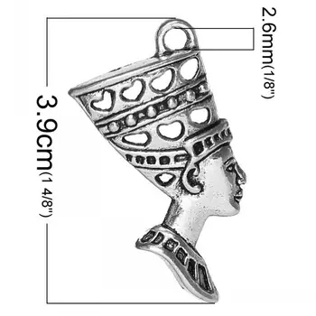 DoreenBeads Žavesio Pakabučiai Egipto Karalienės Nefertitės Sidabro Spalvos 3.9 cm x 2.7 cm(1 4/8