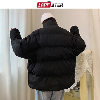 LAPPSTER Vyrų Japonijos Streetwear Juoda Puffer Jacket 