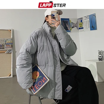 LAPPSTER Vyrų Japonijos Streetwear Juoda Puffer Jacket 