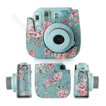 Fujifilm Instax Mini Kamera spalvinga Atveju, Fuji Instax Mini 9 8 Kameros su PU Oda - Blue Rose pink, Miško žalia Rausva