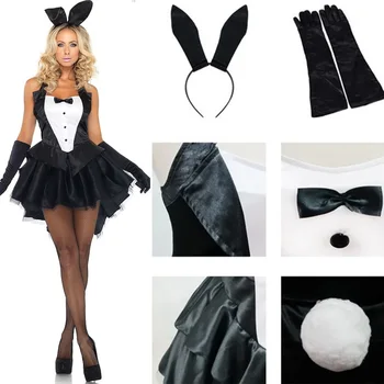 Bunny Mergina Triušis Kostiumai Seksualus Cosplay Helovinas Suaugusiųjų Gyvūnų Kostiumas Moterims Fancy Dress Clubwear Šalis Nešioti bunny kostiumai