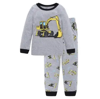 Naujas žiemą ir rudenį mažylis berniukas, apatiniai, pižama nustatyti medvilnės berniukai ekskavatorių pižamos ilgomis rankovėmis pijamas tiktų vaikams pyjama enfant