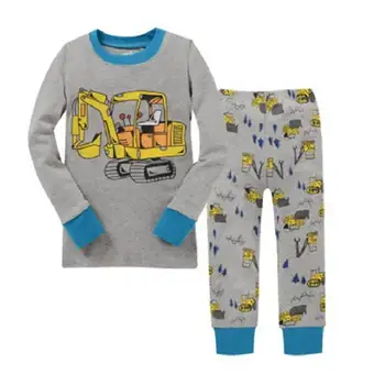 Naujas žiemą ir rudenį mažylis berniukas, apatiniai, pižama nustatyti medvilnės berniukai ekskavatorių pižamos ilgomis rankovėmis pijamas tiktų vaikams pyjama enfant