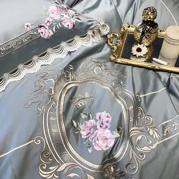 Claroom Egipto medvilnės Prabangus Patalynės Komplektas elegantiškas antklodžių užvalkalus Klasikinė Mėlyna Rožinė Lova padengti nustatyti SA11*
