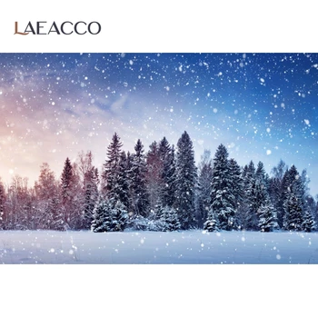 Laeacco Naftos Paiting Tamsus Miškas Džiunglių Pušis Rūko Vaizdingas Žiemos Sniego Nuotrauka Fone Fotografijos Backdrops Photocall Studija