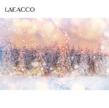 Laeacco Naftos Paiting Tamsus Miškas Džiunglių Pušis Rūko Vaizdingas Žiemos Sniego Nuotrauka Fone Fotografijos Backdrops Photocall Studija
