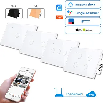 Wifi Smart Šviesos Jungiklis prabanga Sienos Touch Sensorius Jungiklis MUMS/ES Standartas jungiklis maitinimo Kristalų, Stiklo Darbas su Alexa 