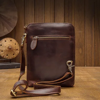 AETOO karvės odos asmenybės messenger bag, madinga oda vyrų pečių maišą, crazy horse odos atsitiktinis vyrų krepšys