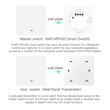 WiFi Smart Mygtukas Jungiklis 2-Way RF433 Sieninės Siųstuvas Rinkinį Smart gyvenimo Tuya App Kontrolės Darbai su Alexa 