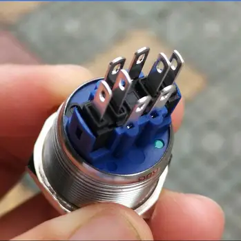 22mm Trumpalaikiais arba latching 6 V 12V 24V Trijų spalvų (RAUDONA/ ŽALIA/ MĖLYNA) LED žiedo LED Atstatyti Metalo Elektriniai toks mygtukas jungiklis CE, ROHS