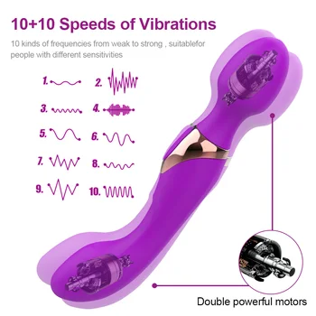 IKOKY Klitorį Stimuliuoja Galingas Didelis Vibratoriai Sekso Žaislas, Skirtas Moteriai, 10 Greitį Dvigubai Galvos Smūgio Moterims Magic Wand Body Massager
