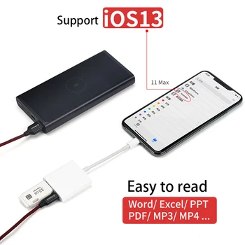 2 in 1 OTG USB Įkrovimo Splitter U-Diską, Pelę, Klaviatūrą, Keitiklio Kabelį Paramos iOS14