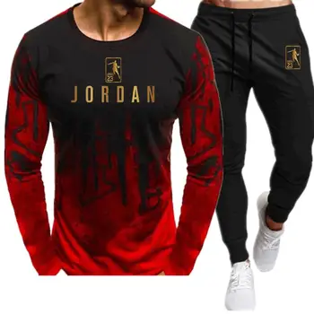 Karšto vyrų rinkiniai t marškinėliai + kelnės dviejų dalių rinkiniai, laisvalaikio tracksuit krepšinio naujas mados spausdinti kostiumai sportwear fitneso marškinėliai
