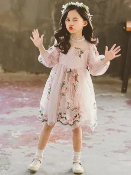 2020 m. Pavasarį Mielas Vaikams Spausdinti ilgomis Rankovėmis Suknelės Mergaitėms, Drabužiai Aukštos Kokybės Vaikai Baby Girl Drabužiai Princesė Suknelė 3-11Y