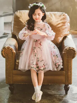 2020 m. Pavasarį Mielas Vaikams Spausdinti ilgomis Rankovėmis Suknelės Mergaitėms, Drabužiai Aukštos Kokybės Vaikai Baby Girl Drabužiai Princesė Suknelė 3-11Y