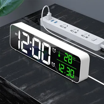 LED Skaitmeninio žadintuvai Su Atidėjimo Temp Laiko Muzikos Dual Laikrodis Daugiafunkcis USB Įkroviklis Skaitmenų Ekrano Ryškumas šviesos Reguliatorius