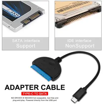 C tipo su SATA Adapteris Kabelio Išorinio Kietojo Disko Jungtis, Kabelis 2.5 colių, 3.5 colių SATA SSD HDD, USB