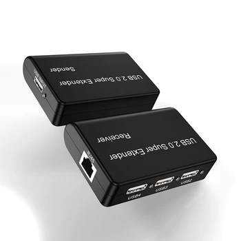 USB2.0 Super Extender 100M 4 Port USB į RJ45 480Mbps Network Extender Adapteris Pelė, Klaviatūra, vaizdo Kamera ES Plug