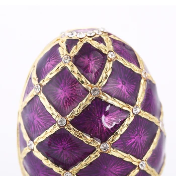 Derliaus Violetinė Kiaušinio Formos Emalio Juvelyrikos Dėžutės Žiedas Turėtojas Organizatorius Aukso