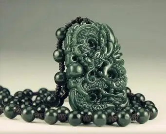 Surinkimo Kinijos Juodos Spalvos Natūrali Obsidianas Akmens Ranka Raižyti Gyvūnų Dragon Amuletas Žavesio Karoliai Pakabukas