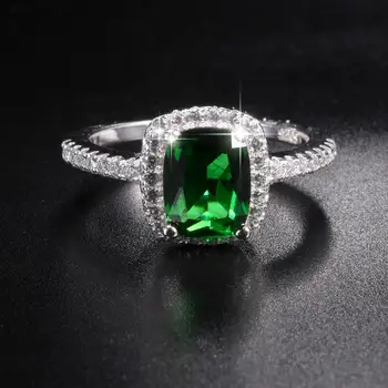 Mados Nekilnojamojo Kieta 925 Sterlingas Sidabro Žiedai, Moterų, Prabangos gamtos 3ct žalia brangakmenio Vestuvės Vestuvinis Žiedas Papuošalai