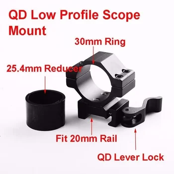 25.4 mm/30 mm taikymo Sritis Žiedas QD Mount Adapteris Žemo Profilio Pritaikymas 20mm Picatinny Rail
