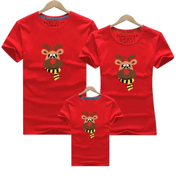 Šeimos Išvaizdos Mados T-shirt Šeimos Atitikimo Komplektus Kalėdų Atitikimo Šeimos Drabužius Milu Elnias Motina, Tėvas Kūdikį Trumpas Rankovės