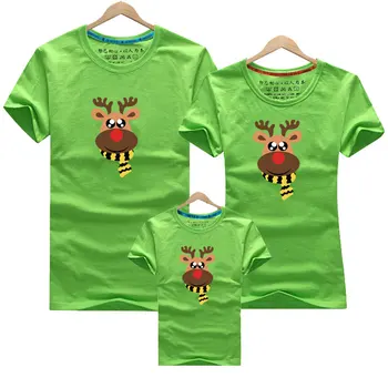 Šeimos Išvaizdos Mados T-shirt Šeimos Atitikimo Komplektus Kalėdų Atitikimo Šeimos Drabužius Milu Elnias Motina, Tėvas Kūdikį Trumpas Rankovės