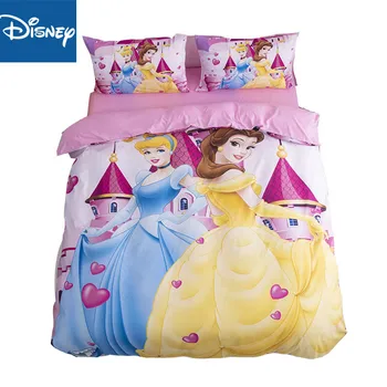 Disney princesė patalynės komplektai vaikams, miegamojo puošimas viso dydžio antklodė apima karalienė įrengtas lapas 3-4 vnt namų tekstilės skatinimo